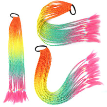 Load image into Gallery viewer, Colored Long Braid Wig Gradient Ponytail Elastic Hair Rope High Temperature Silk Triple Braid Wig Hair Accessories
