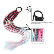 Load image into Gallery viewer, Colored Long Braid Wig Gradient Ponytail Elastic Hair Rope High Temperature Silk Triple Braid Wig Hair Accessories
