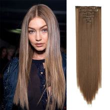 Load image into Gallery viewer, 7pcs/set Clip Wig High Temperature Silk Wig Piece Synthetic Long Straight Hair Wig Natural Traceless Hair Accessories
