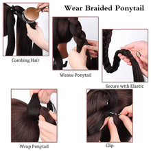 Load image into Gallery viewer, Wrap Style Hair Extension Ponytail Synthetic Wig Ponytail Elastic Hair Rope Solid Colored Ponytail Braid Hair Accessories
