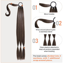 Load image into Gallery viewer, Wrap Style Hair Extension Ponytail Synthetic Wig Ponytail Elastic Hair Rope Solid Colored Ponytail Braid Hair Accessories
