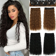 Load image into Gallery viewer, One Piece 5-clip Synthetic Wave Wig 22 Inches Fluffy Natural Wool Curly Long Curly Wig Piece Hair Extension
