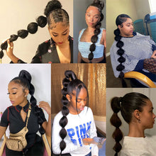 Load image into Gallery viewer, Wrap Style Hair Extension Ponytail Synthetic Wig Ponytail Elastic Hairband Solid Colored Lantern Bubble Braid Hair Accessories
