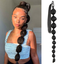 Load image into Gallery viewer, Wrap Style Hair Extension Ponytail Synthetic Wig Ponytail Elastic Hairband Solid Colored Lantern Bubble Braid Hair Accessories
