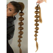 Load image into Gallery viewer, Wrap Style Hair Extension Ponytail Synthetic Wig Ponytail Elastic Hairband Solid Colored Lantern Bubble Braid Hair Accessories
