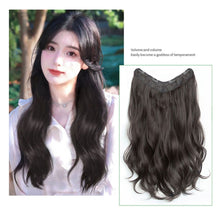 Load image into Gallery viewer, One Piece 4-clip Long Curly Wavy Wig V-shaped Hair Extensions Fluffy Invisible Synthetic Wig Hair Piece for Women
