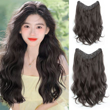 Load image into Gallery viewer, One Piece 4-clip Long Curly Wavy Wig V-shaped Hair Extensions Fluffy Invisible Synthetic Wig Hair Piece for Women
