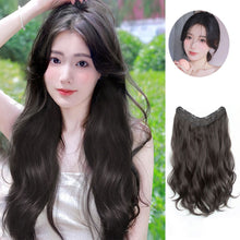 Load image into Gallery viewer, One Piece 4-clip Long Curly Wavy Wig V-shaped Hair Extensions Fluffy Invisible Synthetic Wig Hair Piece for Women
