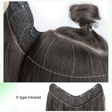 Load image into Gallery viewer, One Piece 4-clip Long Curly Wavy Wig V-shaped Hair Extensions Fluffy Invisible Synthetic Wig Hair Piece for Women
