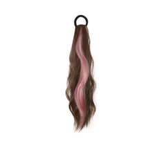 Load image into Gallery viewer, Spot Dyed Pink Long Curly Wig Ponytail Synthetic Wig Ponytail Elastic Hairband Simulated Wig Braid Hair Extension
