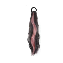 Load image into Gallery viewer, Spot Dyed Pink Long Curly Wig Ponytail Synthetic Wig Ponytail Elastic Hairband Simulated Wig Braid Hair Extension
