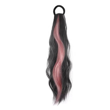 Load image into Gallery viewer, Spot Dyed Pink Long Curly Wig Ponytail Synthetic Wig Ponytail Elastic Hairband Simulated Wig Braid Hair Extension
