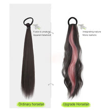 Load image into Gallery viewer, Spot Dyed Pink Long Curly Wig Ponytail Synthetic Wig Ponytail Elastic Hairband Simulated Wig Braid Hair Extension
