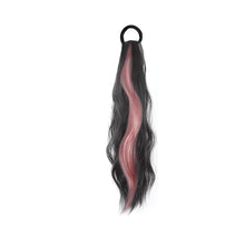 Load image into Gallery viewer, Spot Dyed Pink Long Curly Wig Ponytail Synthetic Wig Ponytail Elastic Hairband Simulated Wig Braid Hair Extension
