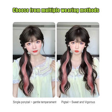 Load image into Gallery viewer, Spot Dyed Pink Long Curly Wig Ponytail Synthetic Wig Ponytail Elastic Hairband Simulated Wig Braid Hair Extension
