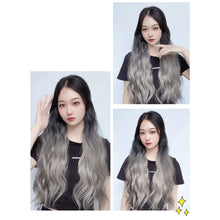 Load image into Gallery viewer, One Piece V-shaped Gradient Water Ripple Wig Hair Extensions Natural Fluffy Increase Hair Volume Synthetic Wig Hair Piece
