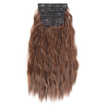 Load image into Gallery viewer, 4pcs/set Clip Wig Water Ripple Wig Hair Extensions Fluffy Increase Hair Volume Synthetic Long Curly Hair Wig Hair Accessories
