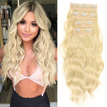 Load image into Gallery viewer, 4pcs/set Clip Wig Water Ripple Wig Hair Extensions Fluffy Increase Hair Volume Synthetic Long Curly Hair Wig Hair Accessories
