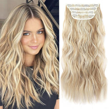 Load image into Gallery viewer, 4pcs/set Clip Wig Water Ripple Wig Hair Extensions Fluffy Increase Hair Volume Synthetic Long Curly Hair Wig Hair Accessories
