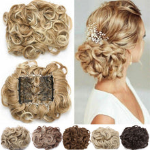 Load image into Gallery viewer, Insert Comb Curly Wig Hair Extensions Bun Fluffy Natural Updo Chignon Synthetic Elastic Messy Bun Hair Piece
