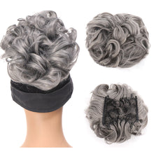 Load image into Gallery viewer, Insert Comb Curly Wig Hair Extensions Bun Fluffy Natural Updo Chignon Synthetic Elastic Messy Bun Hair Piece
