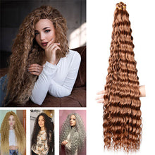 Load image into Gallery viewer, Deep Wave Bulk Hair Colored Crochet Wig Synthetic Long Curly Hair High Temperature Silk Hair Bulk 30 Inch Hair Extensions
