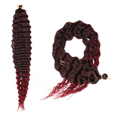 Load image into Gallery viewer, Deep Wave Bulk Hair Colored Crochet Wig Synthetic Long Curly Hair High Temperature Silk Hair Bulk 30 Inch Hair Extensions

