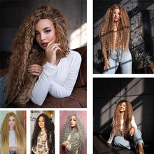 Load image into Gallery viewer, Deep Wave Bulk Hair Colored Crochet Wig Synthetic Long Curly Hair High Temperature Silk Hair Bulk 30 Inch Hair Extensions
