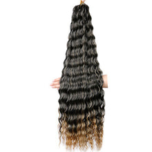 Load image into Gallery viewer, Deep Wave Bulk Hair Colored Crochet Wig Synthetic Long Curly Hair High Temperature Silk Hair Bulk 30 Inch Hair Extensions
