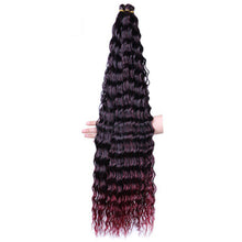 Load image into Gallery viewer, Deep Wave Bulk Hair Colored Crochet Wig Synthetic Long Curly Hair High Temperature Silk Hair Bulk 30 Inch Hair Extensions
