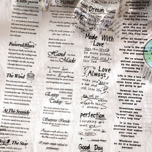 Load image into Gallery viewer, 3cm/5cm*2m Transparent Material Tapes Letter English Phrase DIY Masking Tape Scrapbooking Sticker Label Stationery
