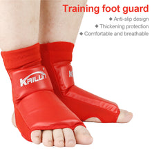 Load image into Gallery viewer, 1 Pair PU Leather Sanda Instep Guard Adult Boxing Muay Thai Taekwondo Match Ankle Toe Guard Martial Arts Training Protective
