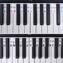 Load image into Gallery viewer, 88/61Keys Reusable Silicone Piano Keyboard Note Labels Guide Labels One-Piece Removable Overlay Sticker for Kids &amp; Beginners Learning Piano Notes
