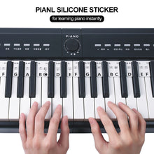 Load image into Gallery viewer, 88/61Keys Reusable Silicone Piano Keyboard Note Labels Guide Labels One-Piece Removable Overlay Sticker for Kids &amp; Beginners Learning Piano Notes
