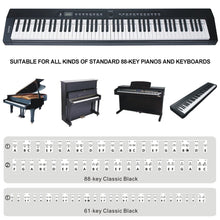Load image into Gallery viewer, 88/61Keys Reusable Silicone Piano Keyboard Note Labels Guide Labels One-Piece Removable Overlay Sticker for Kids &amp; Beginners Learning Piano Notes
