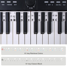 Load image into Gallery viewer, 88/61Keys Reusable Silicone Piano Keyboard Note Labels Guide Labels One-Piece Removable Overlay Sticker for Kids &amp; Beginners Learning Piano Notes
