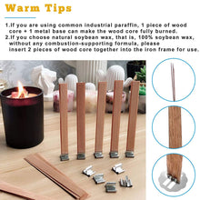 Load image into Gallery viewer, Wooden Candles Wick for DIY Craft Paraffin Candle Jar Making Kit Beeswax Burning Smokeless Wick Candle Core with Clip Base Soy Parffin Wax Making Supplies
