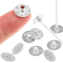 Load image into Gallery viewer, 100pcs/Lot Handmade Candle Wick Tabs Metal Candle Wicks Sustainer Tabs Candle Wicks Base For DIY Candle Making DIY Craft Tools
