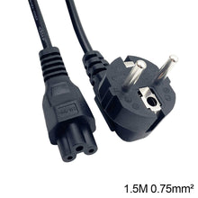 Load image into Gallery viewer, 1.2/1.5/1.8M VDE-Certified Three-Core Euro Gauge Pin-Tail Power Cable AC Laptop Plug Adapter Cable 0.5/0.75MM²
