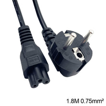 Load image into Gallery viewer, 1.2/1.5/1.8M VDE-Certified Three-Core Euro Gauge Pin-Tail Power Cable AC Laptop Plug Adapter Cable 0.5/0.75MM²
