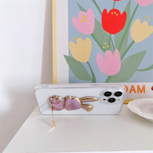 Load image into Gallery viewer, 1PC Portable Electroplated Smile Rabbit Pasteable Mobile Phone Stand Hardware Push Rod Foldable Desktop Lazy Stand
