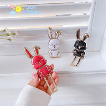 Load image into Gallery viewer, 1PC Portable Electroplated Smile Rabbit Pasteable Mobile Phone Stand Hardware Push Rod Foldable Desktop Lazy Stand
