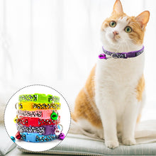 Load image into Gallery viewer, Adjustable Cat Collar Cat Leopard Prints Bell Collar Kitten Necklace Pet Collars for Small Dog Necklace
