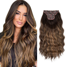 Load image into Gallery viewer, 4pcs/set High Heat Resistant Synthetic Fiber False Hair Women Daily Straight Wig Removeable Fluffy Hair Volume High Warped Wig
