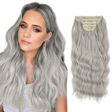 Load image into Gallery viewer, 4pcs/set High Heat Resistant Synthetic Fiber False Hair Women Daily Straight Wig Removeable Fluffy Hair Volume High Warped Wig

