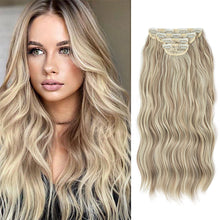 Load image into Gallery viewer, 4pcs/set High Heat Resistant Synthetic Fiber False Hair Women Daily Straight Wig Removeable Fluffy Hair Volume High Warped Wig
