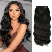 Load image into Gallery viewer, 4pcs/set High Heat Resistant Synthetic Fiber False Hair Women Daily Straight Wig Removeable Fluffy Hair Volume High Warped Wig
