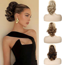 Load image into Gallery viewer, Wig Female Short Hair Ponytail Pear Flower Curl Chemical Fiber High Ponytail Natural Fluffy Curly Hair Wedge Ponytail Wig
