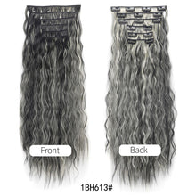 Load image into Gallery viewer, 6pcs Set Wig Pieces Corn Perm Long Curly Wig Pieces 16 Card Wavy Curly Highlight Dye Hair Extensions Women Wig
