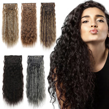 Load image into Gallery viewer, 6pcs Set Wig Pieces Corn Perm Long Curly Wig Pieces 16 Card Wavy Curly Highlight Dye Hair Extensions Women Wig
